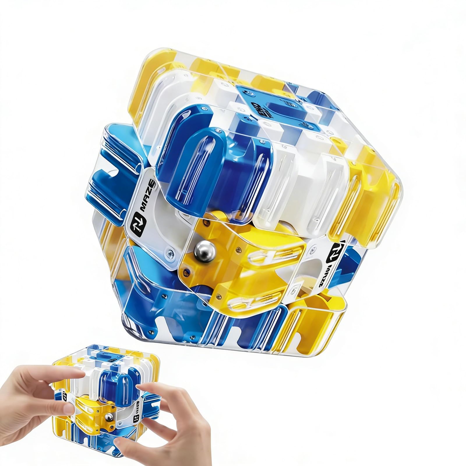 Grande Cubo Labirinto 3D,Labyrinth 3d Puzzle Maze Cube,Giocattolo Labirinto di Biglie 3D,Giocattolo Per Allenare La Consapevolezza Spaziale,Brain Training Logic Game (blu)