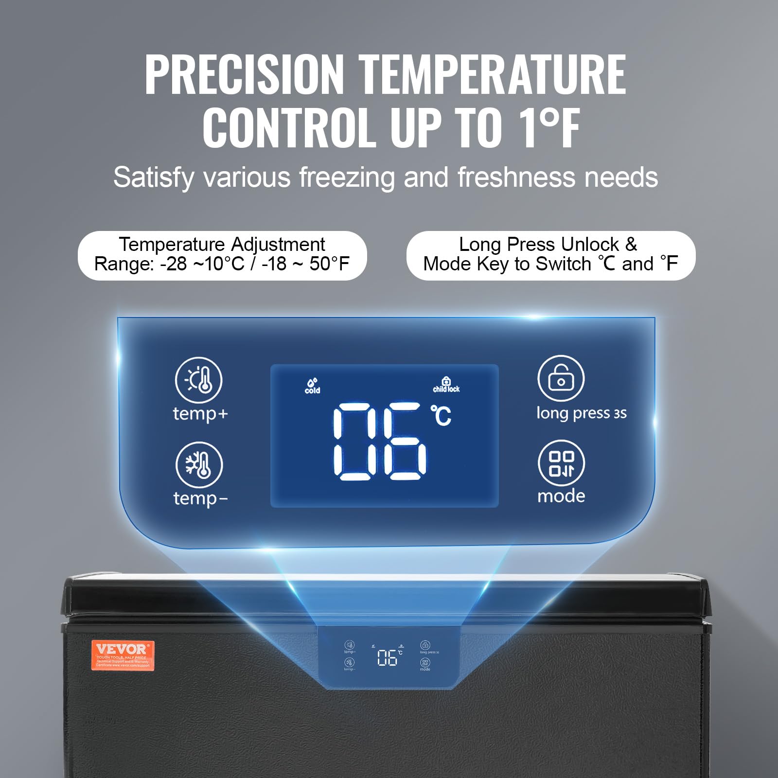 VEVOR Chest Freezer, 5.4 Cu.ft / 153 L Compact Deep Freezer, Free Standing Top Open Door Compact Freezers with 2 Removable Baskets & Adjustable Thermostat, Energy Saving & Low Noise, Black on Fridge.com