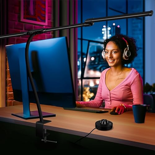 Miniatura 7 de Lámpara de escritorio LED para oficina en casa, lámpara de escritorio de oficina brillante de 24 W con atenuador de escritorio, monitor de