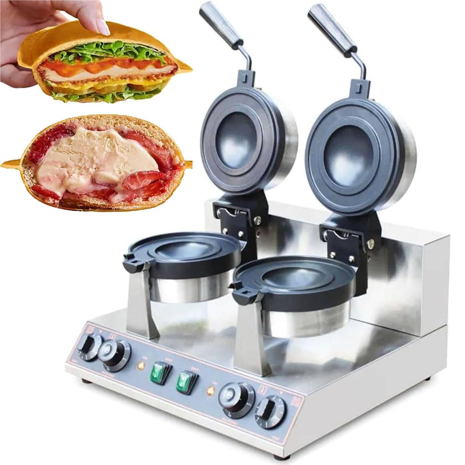 Machine à hamburgers gaufrier et presse à sandwichs double face