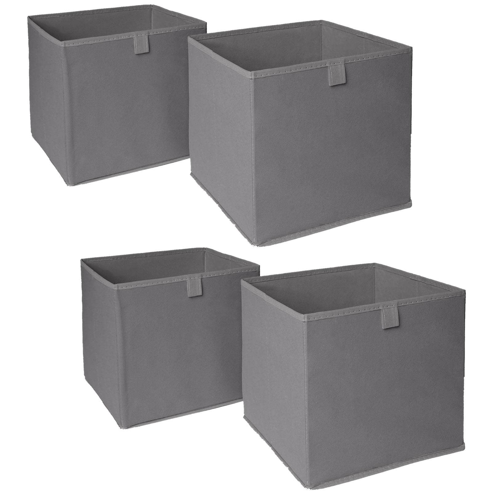 Ohs Dark Grey Set Of 4 Fabric Storage Boxes Home Organiser Toys Clothing Bathroom Pop Up Collapsible Foldable Cube Box,