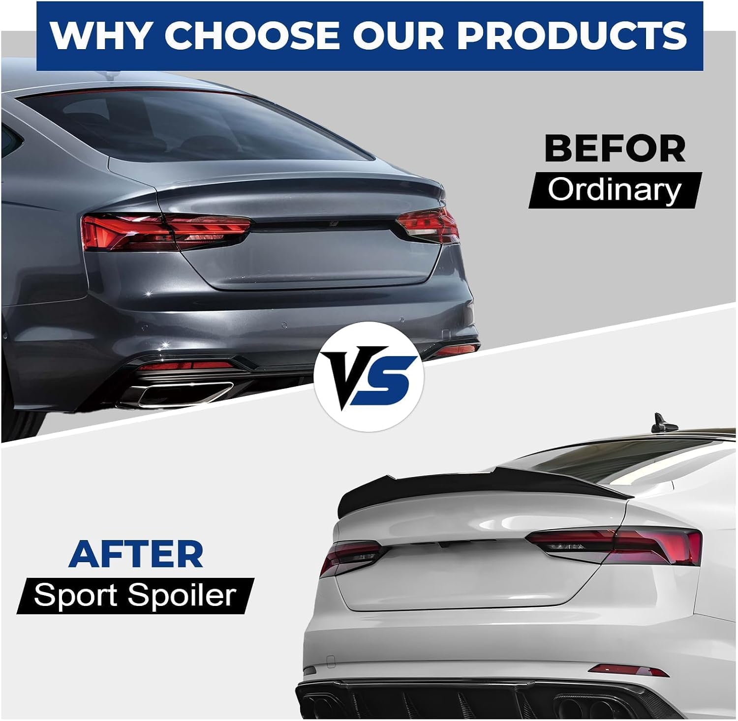 Spoiler for Audi A5 S5 RS5 B9 2018-2025 Custom Parts Trunk Lip Rear Wing Body Kits Carbon Fiber Look, Not for Convertibles - 6-Month Warranty