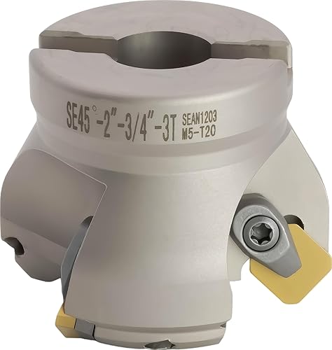 Miniatura 2 de Molino de cara indexable (carcasa) de 2" 45°, diámetro del orificio del eje de 3/4", 3 flautas, con 3 piezas de inserciones de carburo SEAN42