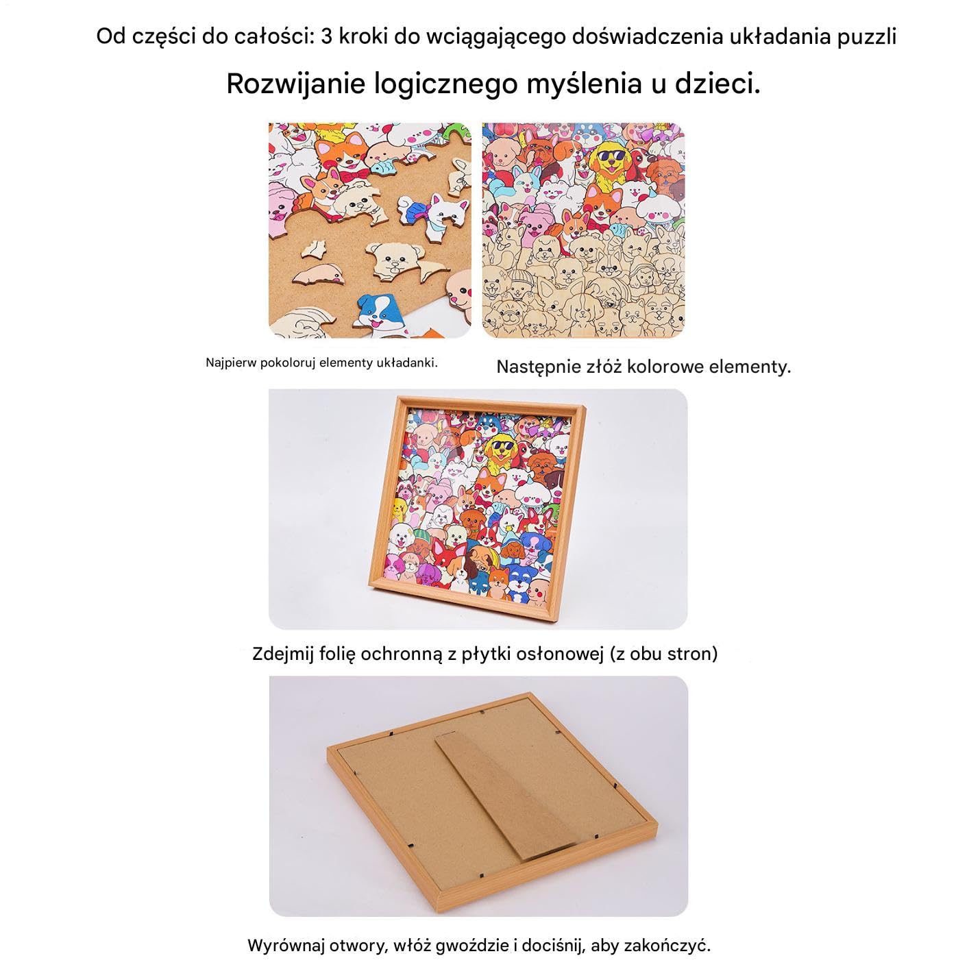 Pokoloruj Swoją Drewnianą Puzzle Ramka Z Psem Do Kolorowania | Edukacyjna Puzzle Zabawka Dla Miłośników Zwierząt Kolekcjonerów Chłopców Spotkań Rodzinnych Wieczorów Gier