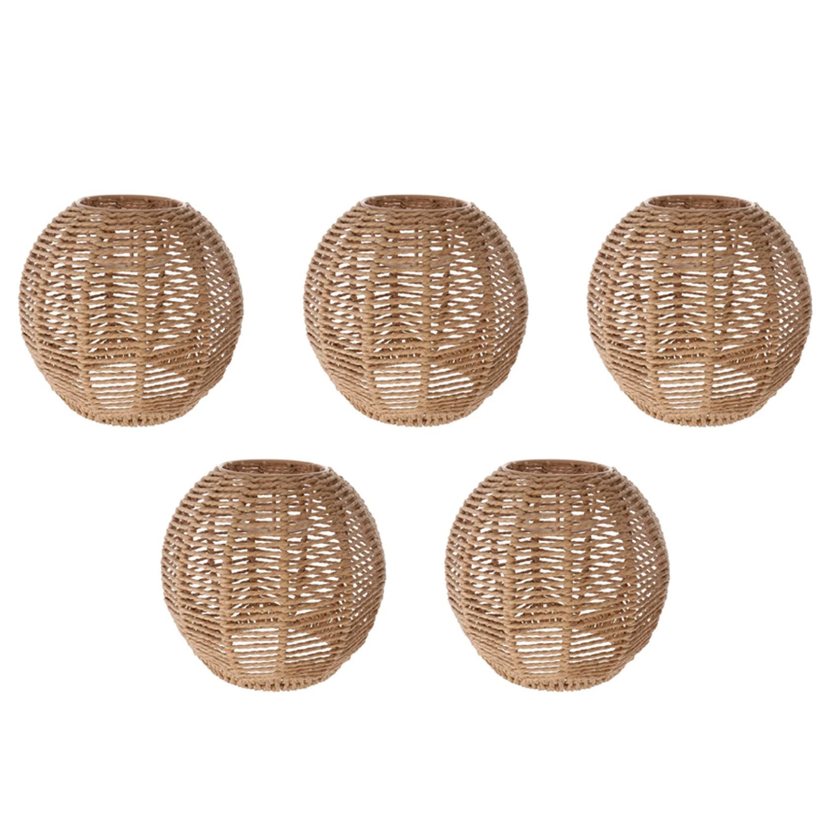 Hndhbfgrt Brown 5X Home Lighting Rattan Lamp Cover Handmade Woven Chandelier Retro Lampshade Homestay Lampshade Decorative Chandelier