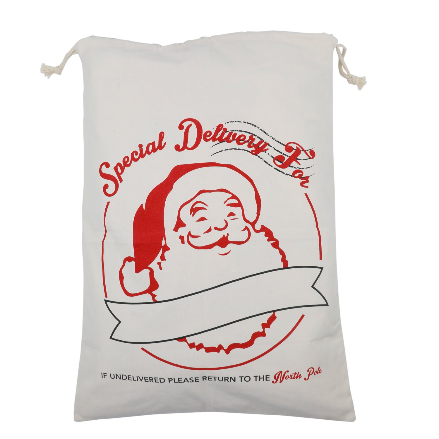 TRIXES Grande Sacco Postale Di Babbo Natale Con Laccetti – Bianco, 70x50 Cm, Per Regali Di Natale