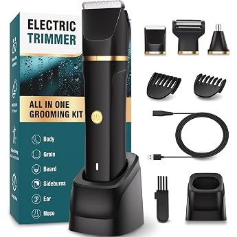 Mens Intimate Shaver 3-in-1 Nose Hair Trimmer and Razor Electric with Standing Charging Station Wet and Dry Use Razor Mens Intimate Area for Chest Legs Armpit Groin Nose IPX7