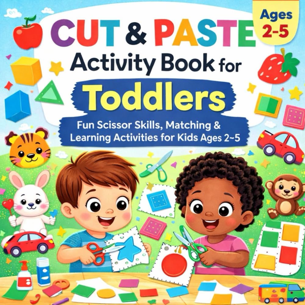 Cut & Paste Activity Book for Toddlers: Fun Scissor Skills, Matching & Learning Activities for Kids Ages 2–5