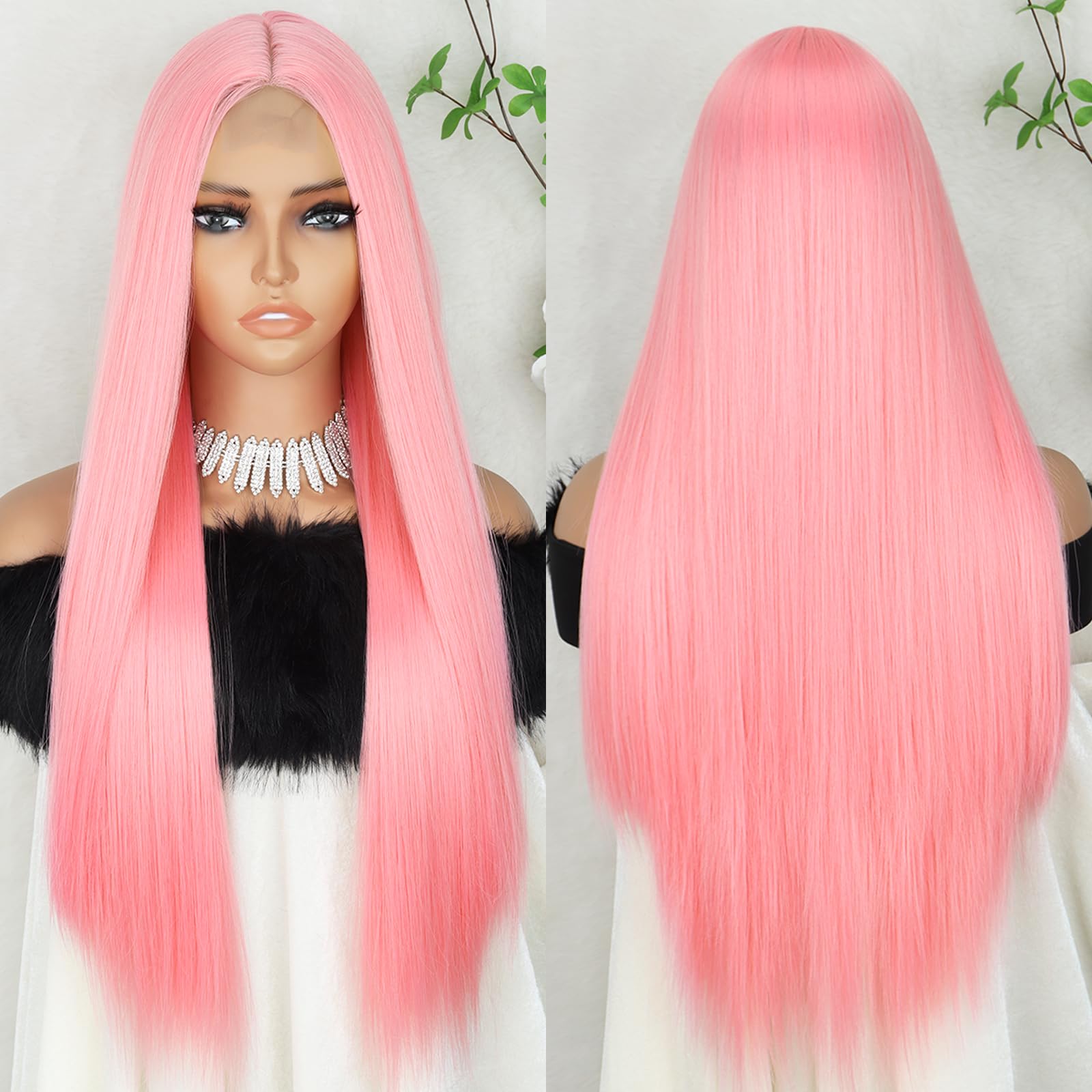 Xinran Long Straight Synthetic Wig with Partial Lace