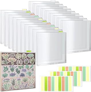 20 Pack Scrapbook Paper Storage Organizer with 1.2" Expansion, Craft Vinyl Paper Photo Cardstock Origami Decoupage Storage Pockets Individual Top Loading Files with Tabs, 12"x12"x1.2"