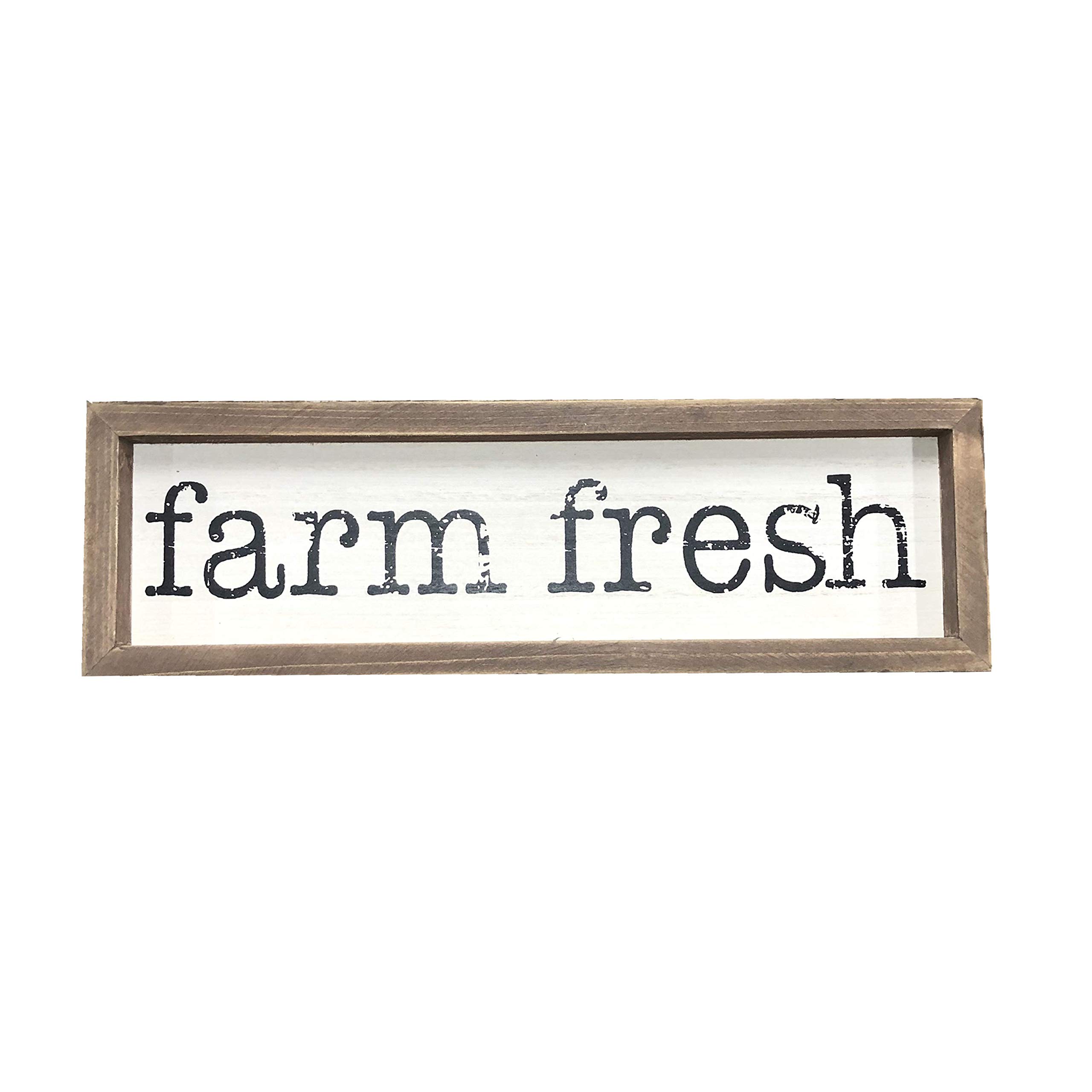 Parisloft Farm Fresh Solid Pine Wood Framed Signs for Home Decor, Rustic Farmhouse Decorations