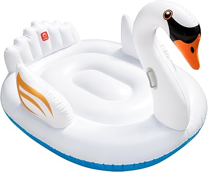 QPAU Swan Pool Float, Classic White Inflatable Pool Float for Adults & Kids, Animal Pool Float for Swimming Pool, Beach & Lake