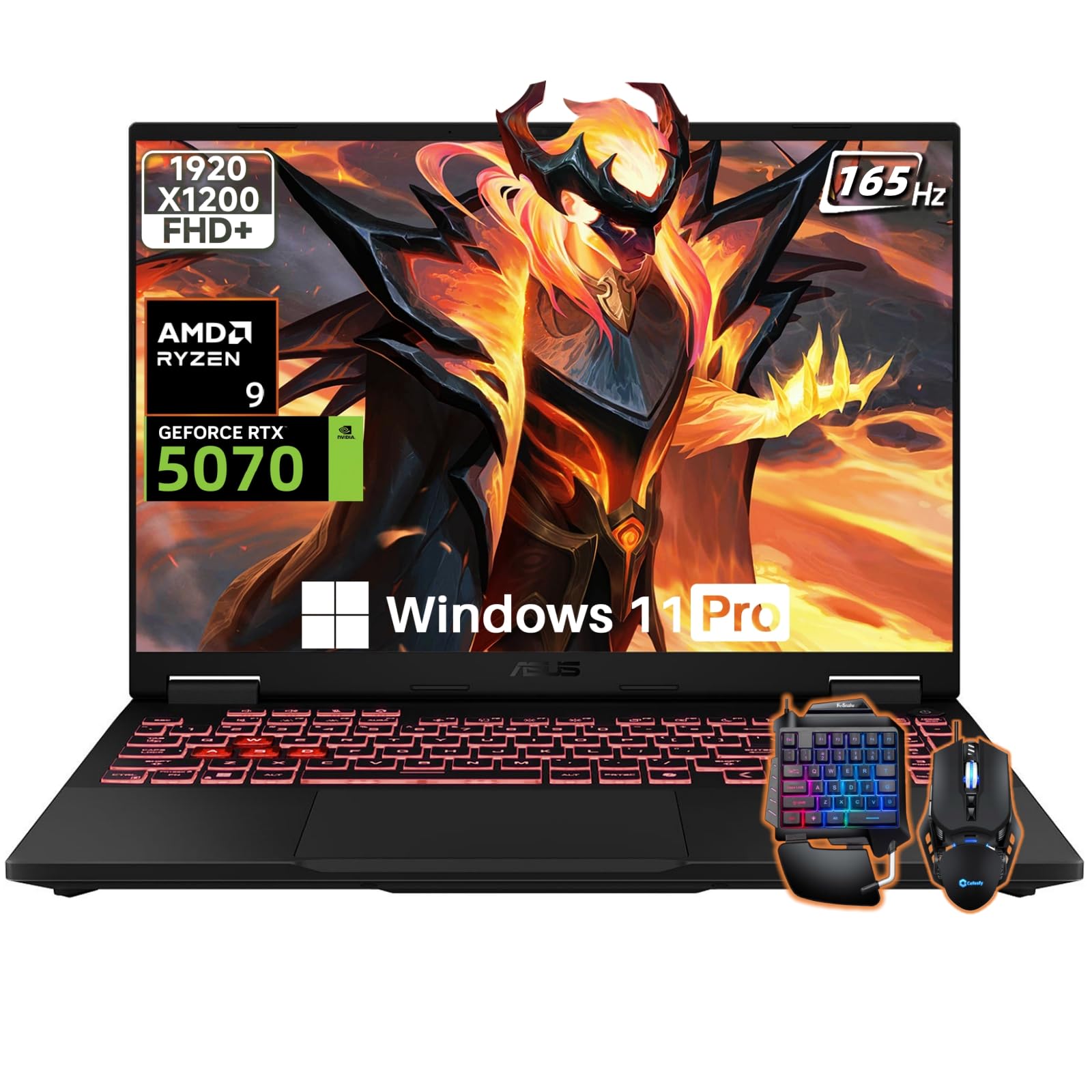ASUS TUF Gaming A16 Laptop 2025 New, AMD Ryzen 9 270 (Max 5.2GHz, 24MB Cache), NVIDIA RTX 5070, 16" FHD+ 165Hz LCD Display, 32 GB DDR5, 2 TB SSD, MUX