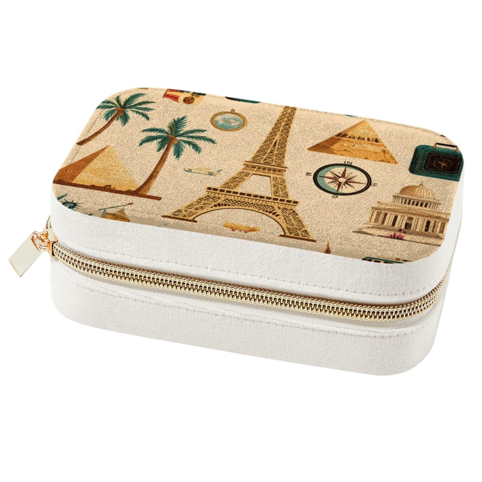Boîte à bijoux de voyage sépia nomade pour femmes actives