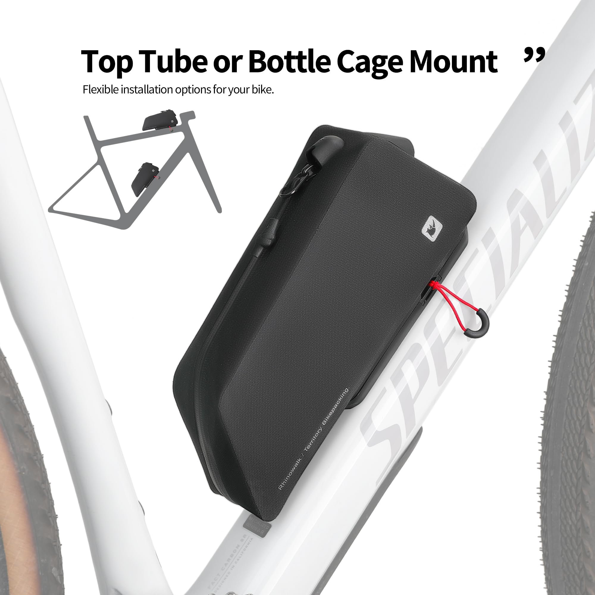 Waterproof Bolt-On Bike Top Tube Bag, FSB Quick Release Hard Shell Frame Bag, Slim Aerodynamic Cycling Storage with Charging Port for Road Mountain Gravel Bikes - 5