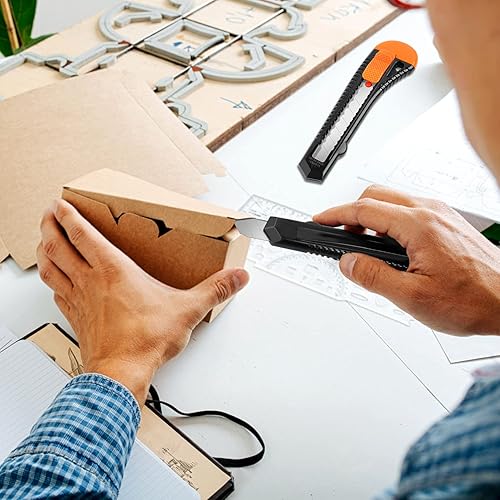 Miniatura 2 de DIYSELF Paquete de 12 cortadores de caja, cuchillo utilitario desechable, cortador de caja retráctil para oficina, tienda, almacén, cuchillos