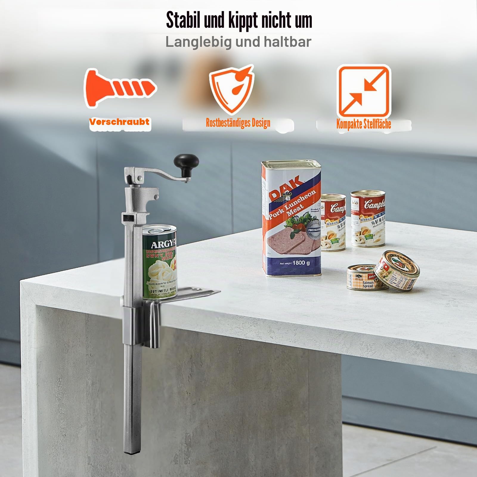 VEVOR kommerzieller Dosenöffner, manueller Tischdosenöffner für Dosen bis zu 30 cm Höhe, höhenverstellbarer Konservenöffner mit Schrauben, Büchsenöffner aus Stahlguss für Restaurants Hotels