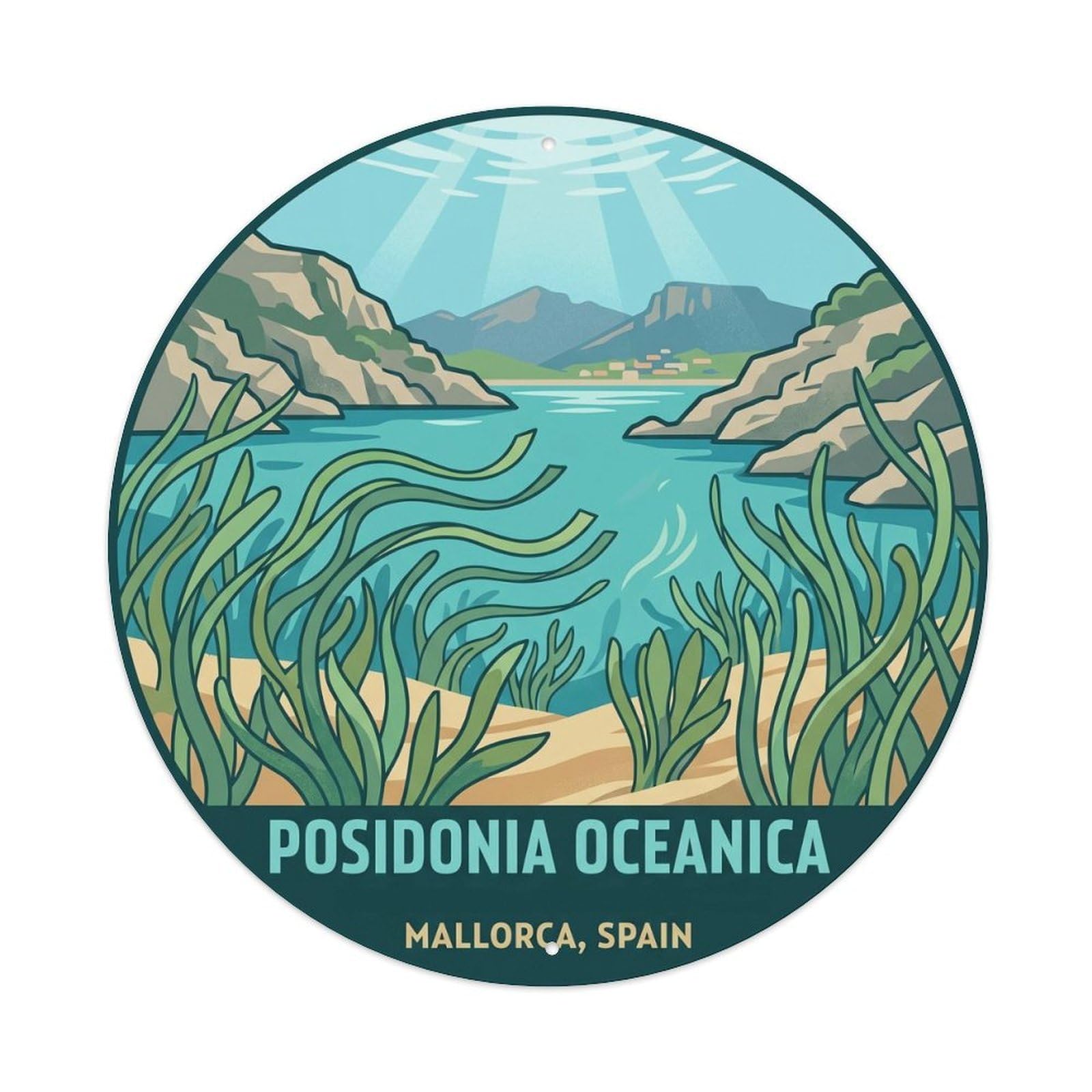Mallorca Posidonia Seagrass Seaside Journey Village Metal Tin Sign