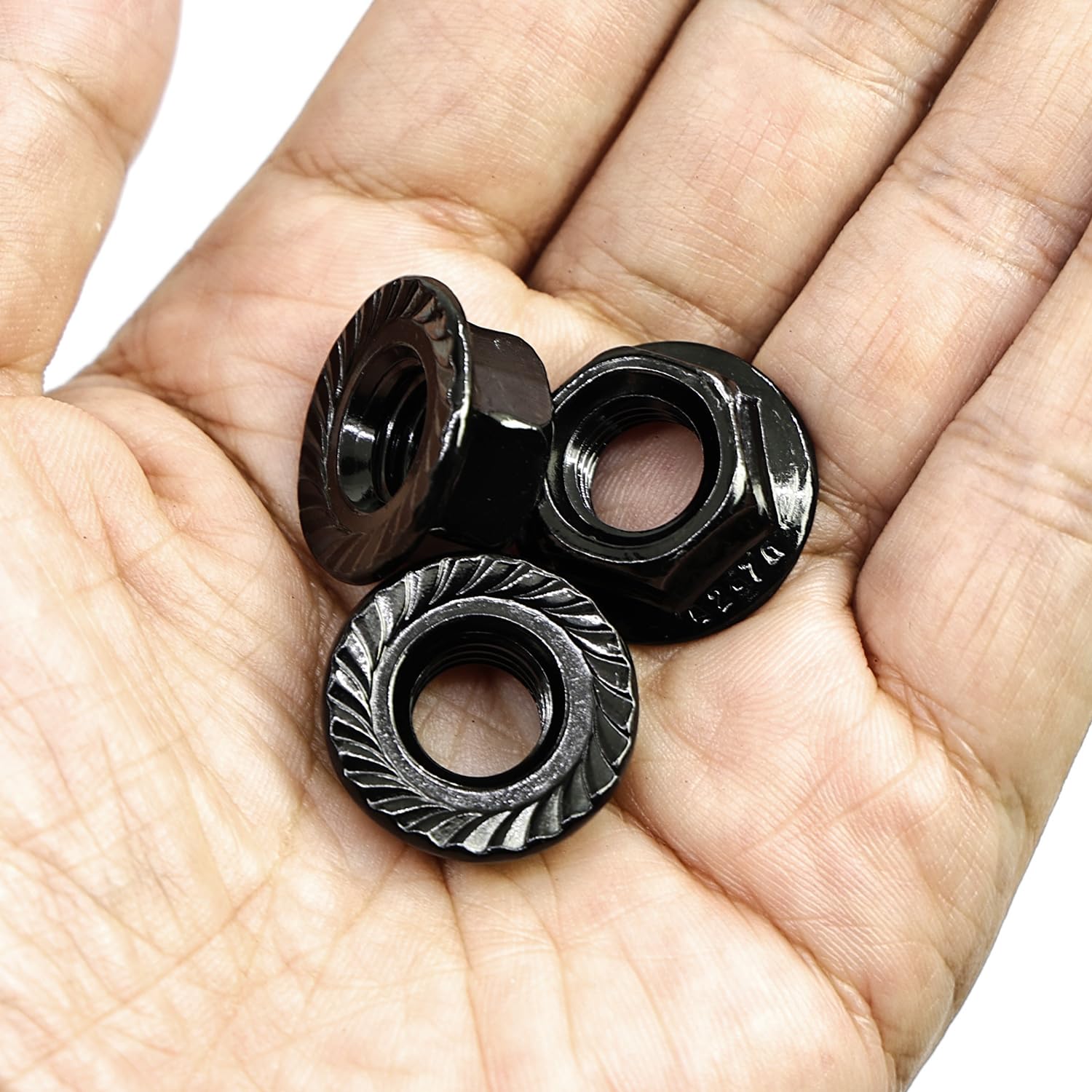 M10-1.5 Serrated Flange Hex Nuts, Hexagon Flange Nuts 304 Stainless Steel Black Oxide, Metric Hex Lock Nuts, DIN6923 (20 pcs) - Image 2