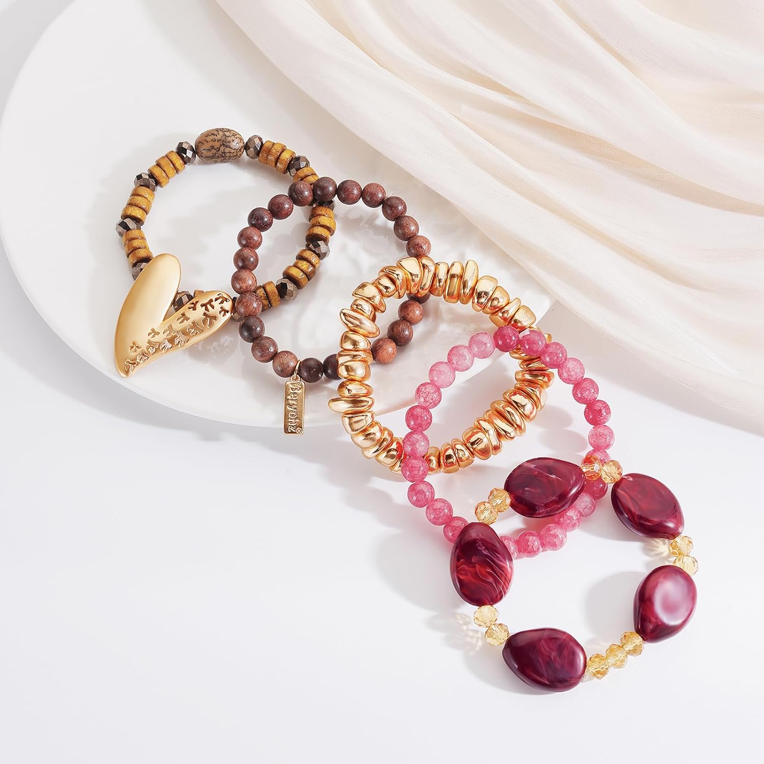 Boho Multi Layer Stackable Beaded Bracelets Set for Women, Bohemia Bangle Cuff Jewelry Gift - Image 5