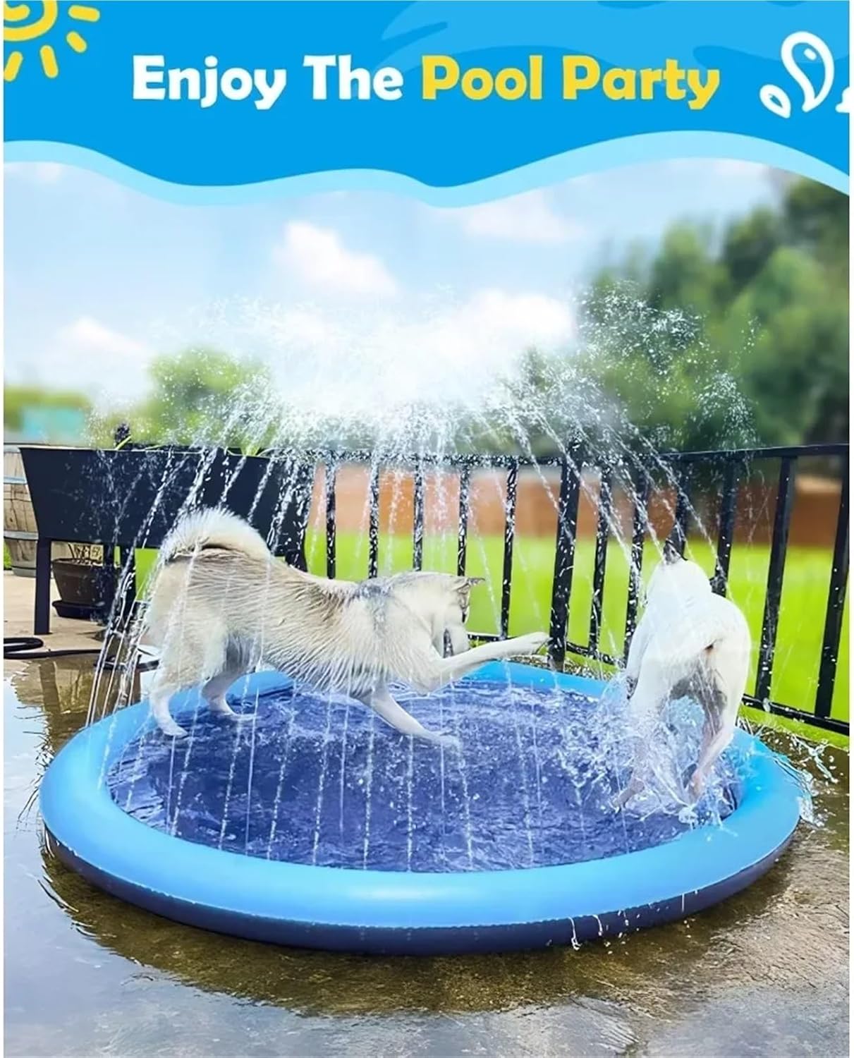 Large Dog Splash Pad - Durable Non-Slip Water Play Mat for Summer Fun(170cm)