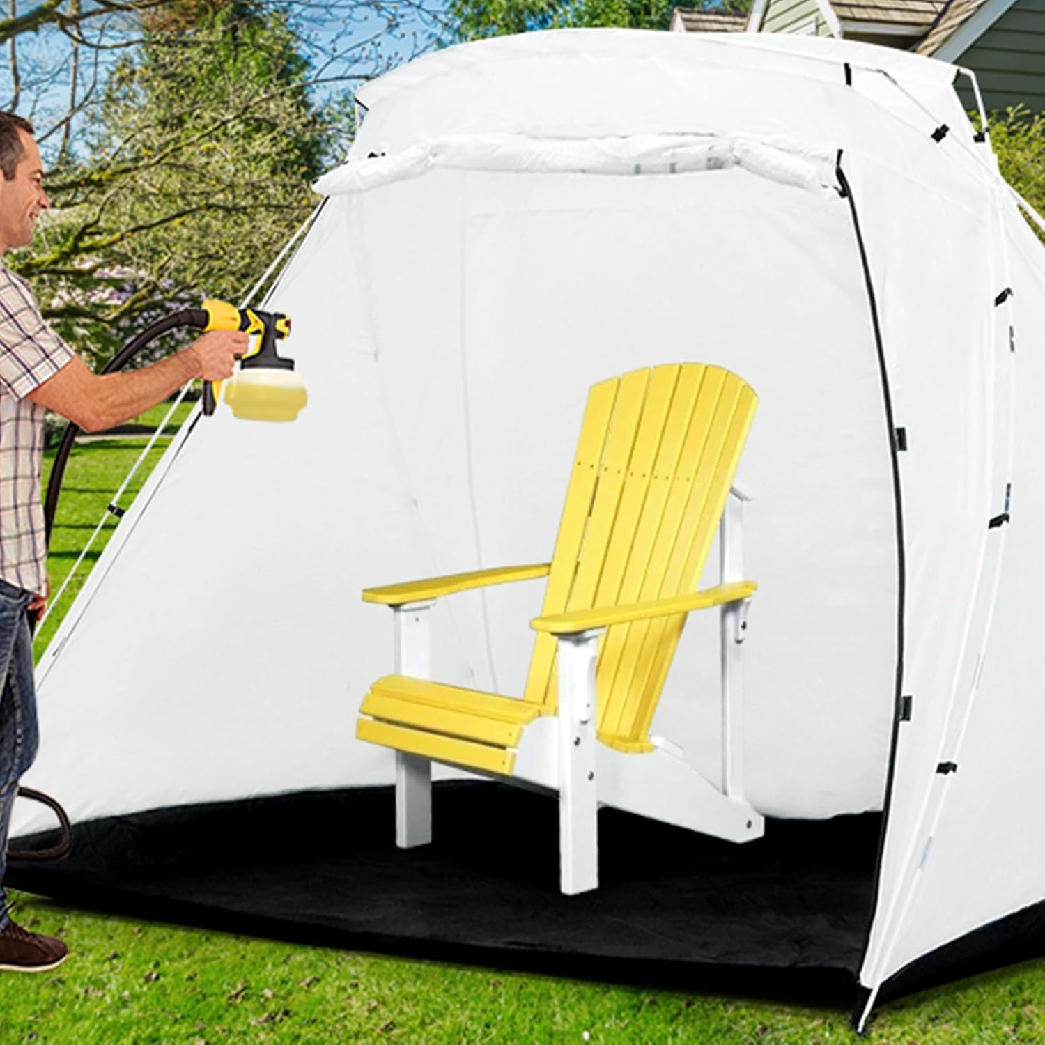 ペイントブーステント、メッシュスクリーン、259x183x168cm折りたたみスプレーシェルター、エアブラシステーションキット、リア