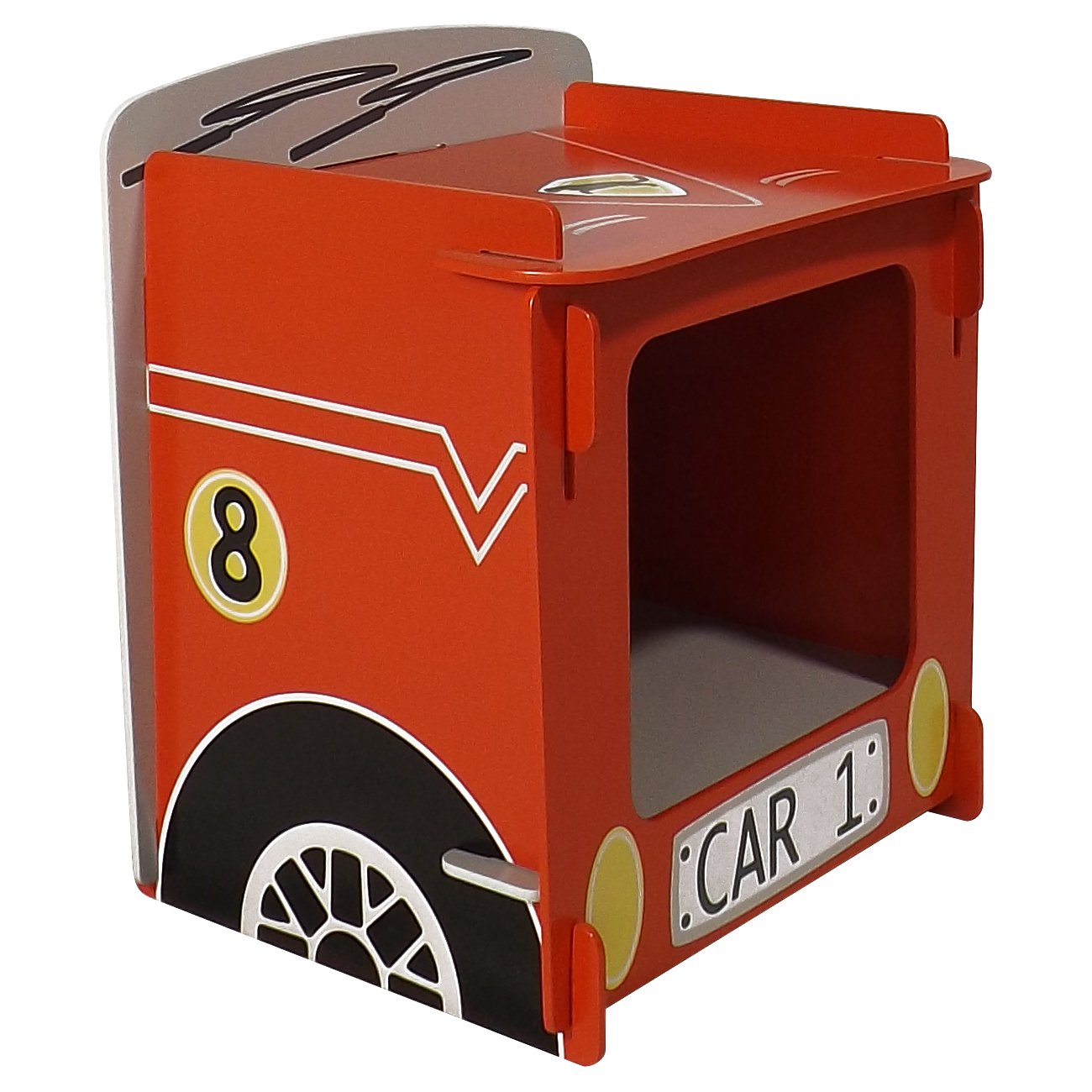 Kidsaw Ltd, Auto da Corsa da Comodino, Legno, Rosso, 35 x 29 x 29 cm
