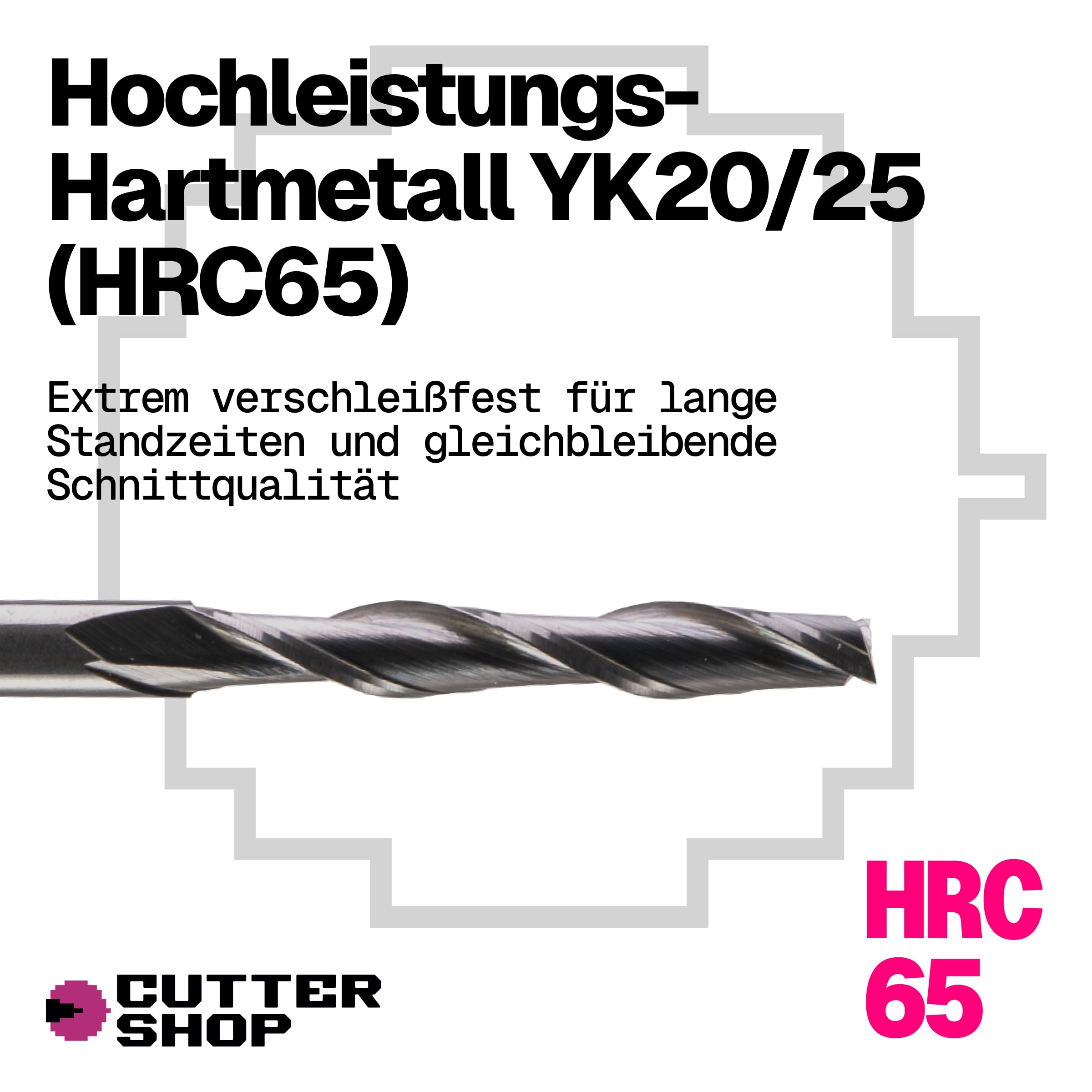 Fresa CNC para madera y plástico – Up-Cut (virutas hacia arriba), de 2 filos, ranura helicoidal, HRC65 | Serie WU – D6.0x6.0xL24/60