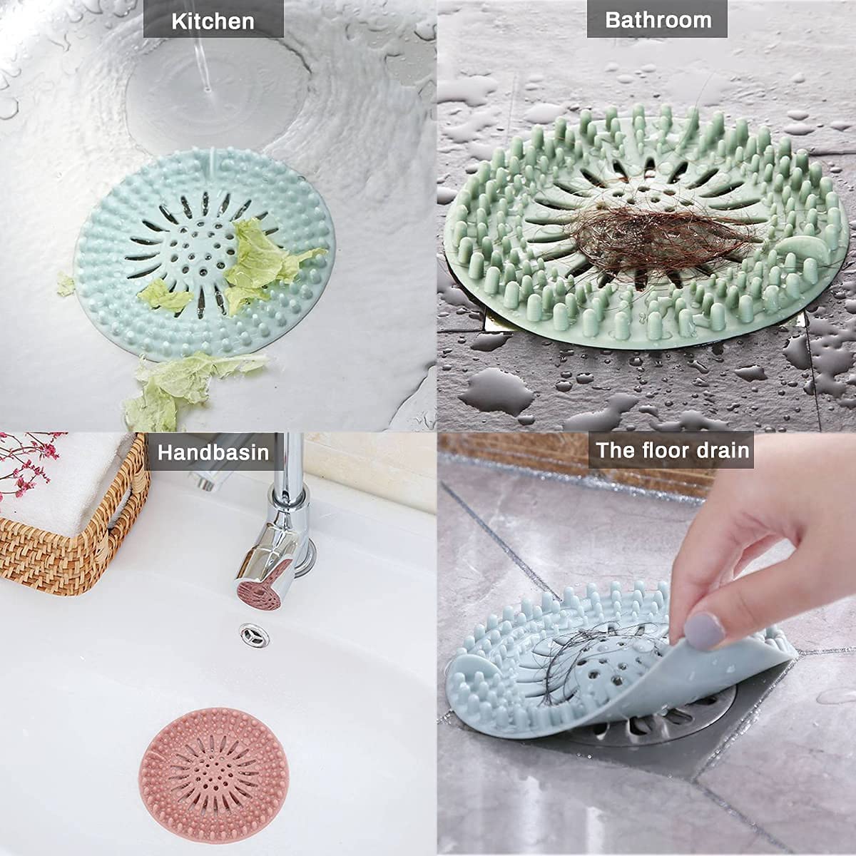 NOMAZO Silicone Hair Catcher Drain Cover β Shower Drain Stopper, Sink Filter Strainer, Bathtub & Kitchen Drain Protector (1 Pc) 4
