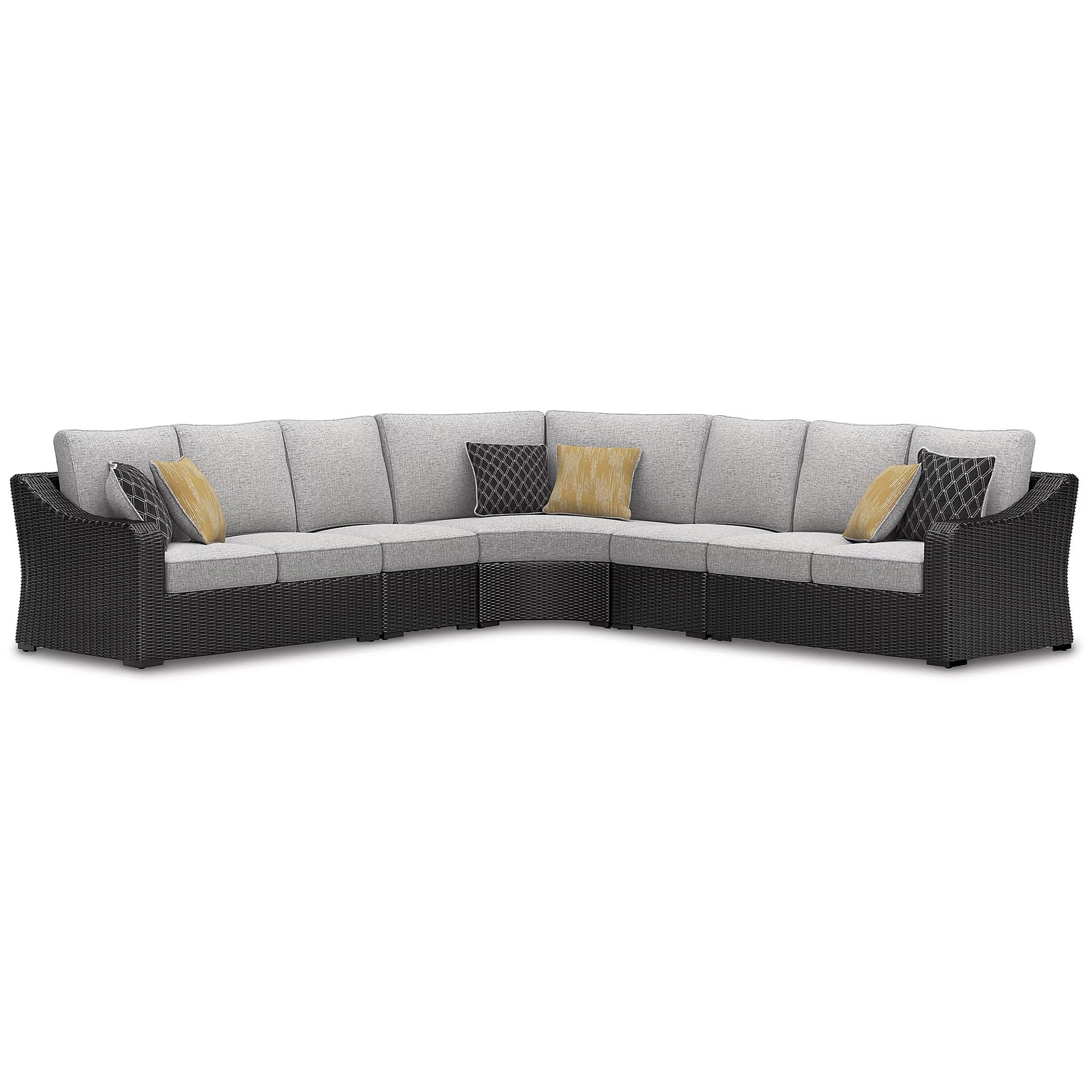 Signature Design by Ashley Beachcroft Casual UV Resistant 5-Piece Outdoor Sectional, Black &amp; Light Gray