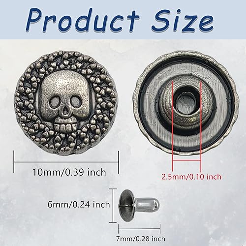 Miniatura 2 de Mingchen 100 piezas retro lindo cráneo decorativo remache botones de metal fundición conchos botón personalidad DIY equipaje artículos de cuero