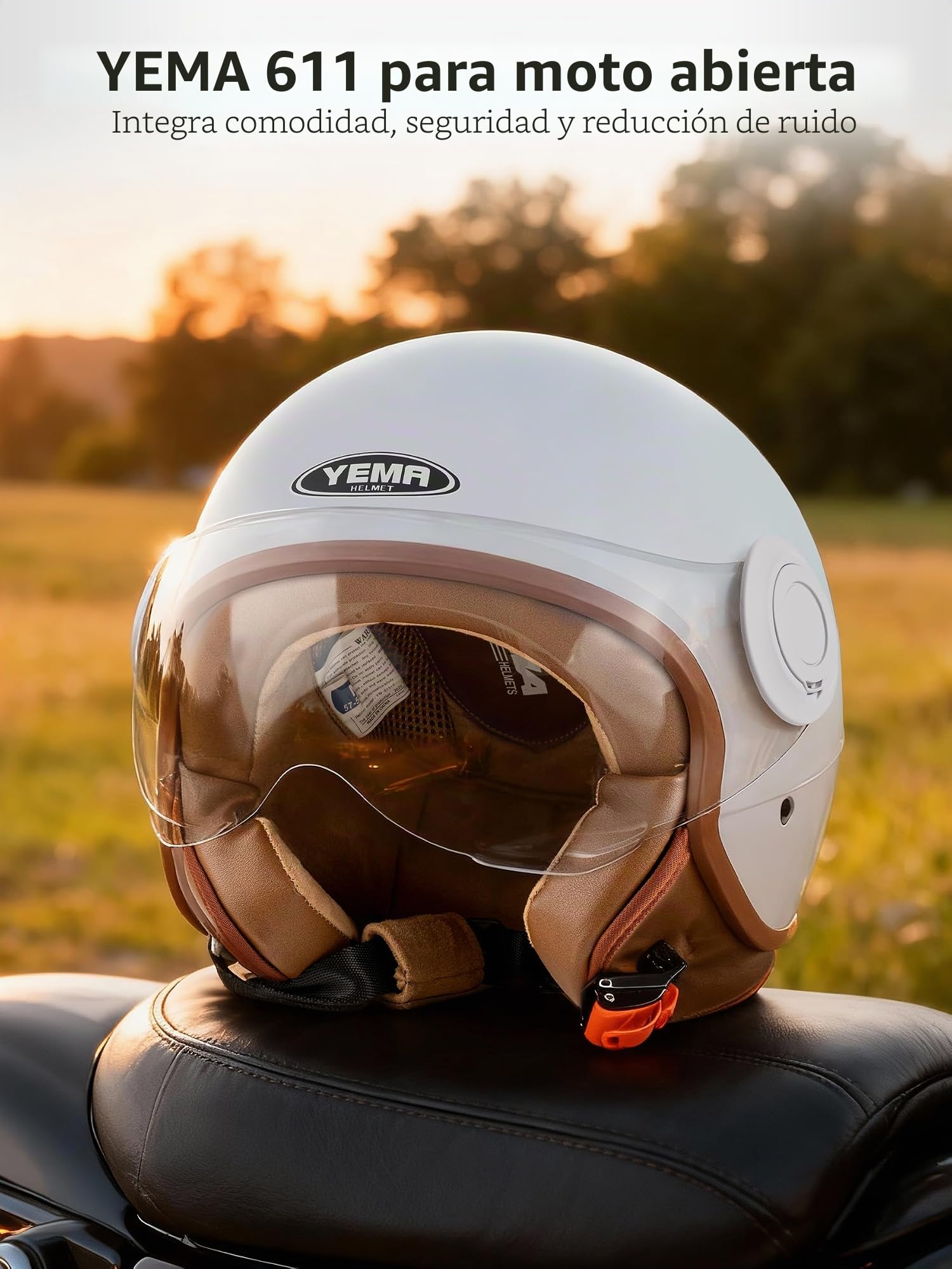 YEMA HELMET DW-631 Casco Open Face Scooter Ciclomotore ECE 3/4 Mezzo Casco per Uomo Donna