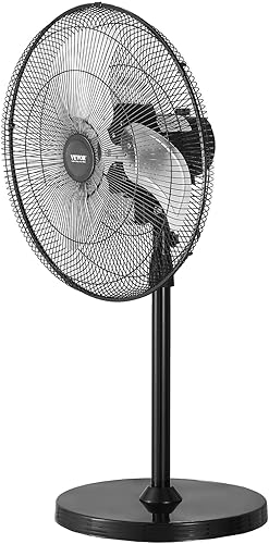 Miniatura 10 de VEVOR Ventilador de pedestal industrial, ventilador oscilante de 18 pulgadas y 90 grados, ventiladores de pie ajustables en altura con 3 velocidades
