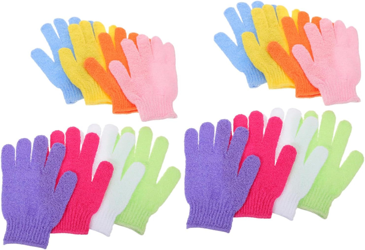 8 Pair Exfoliating Shower Mitt for Men and Women, Skin Friendly Polyester Bath Glove with Full Coverage Cleaning, for Bath and Massage Use, Dead Skin Remover Body Scrubber
