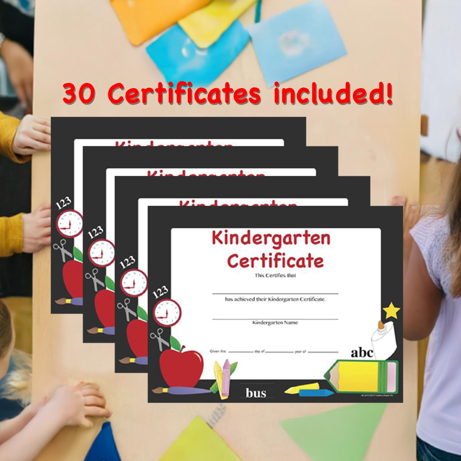 30 Preschool Graduation Certificates - Kindergarten Achievement Awards 8x11 Inches