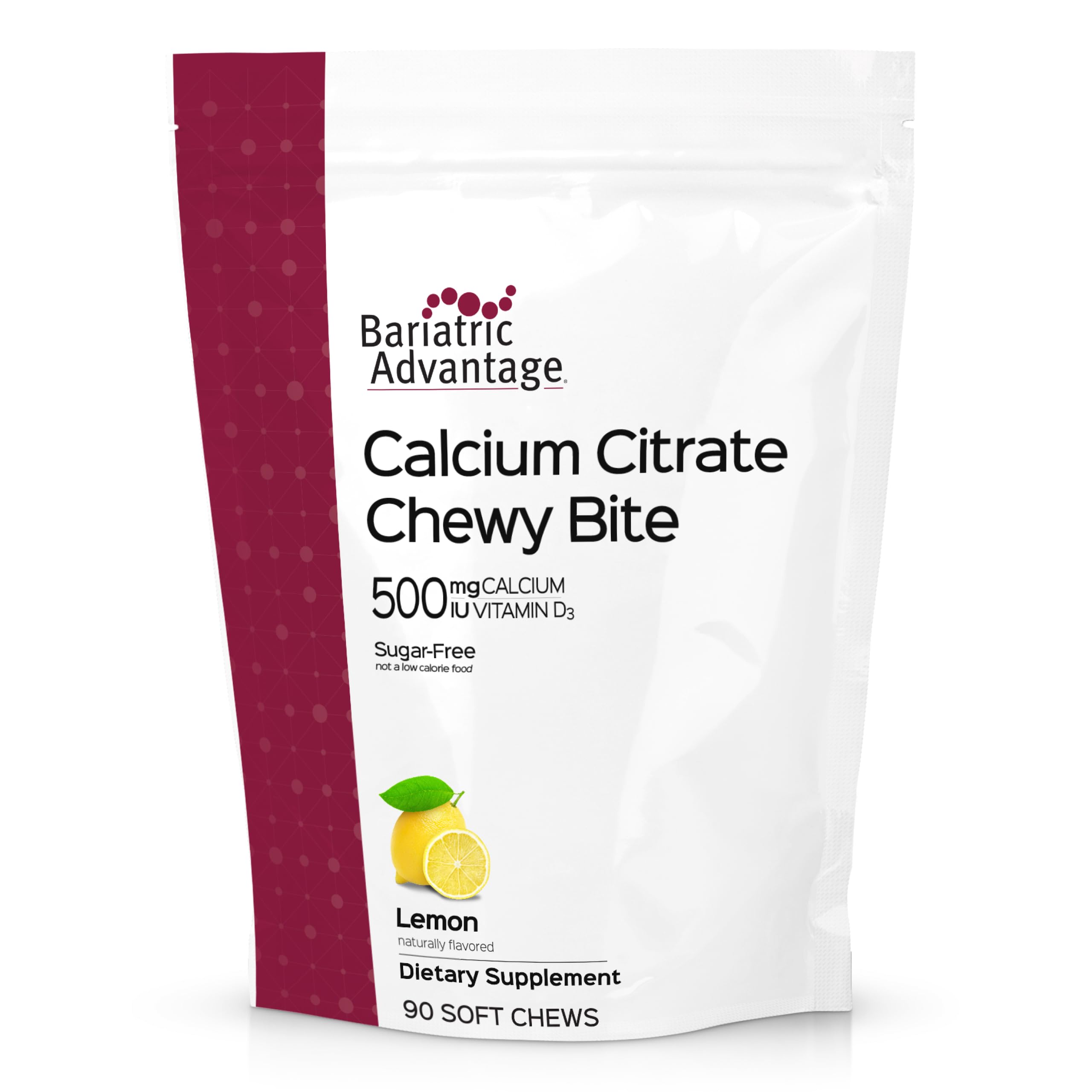 Bariatric Advantage Calcium Citrate Chewy Bites, Lemon Flavor, 90 Ct