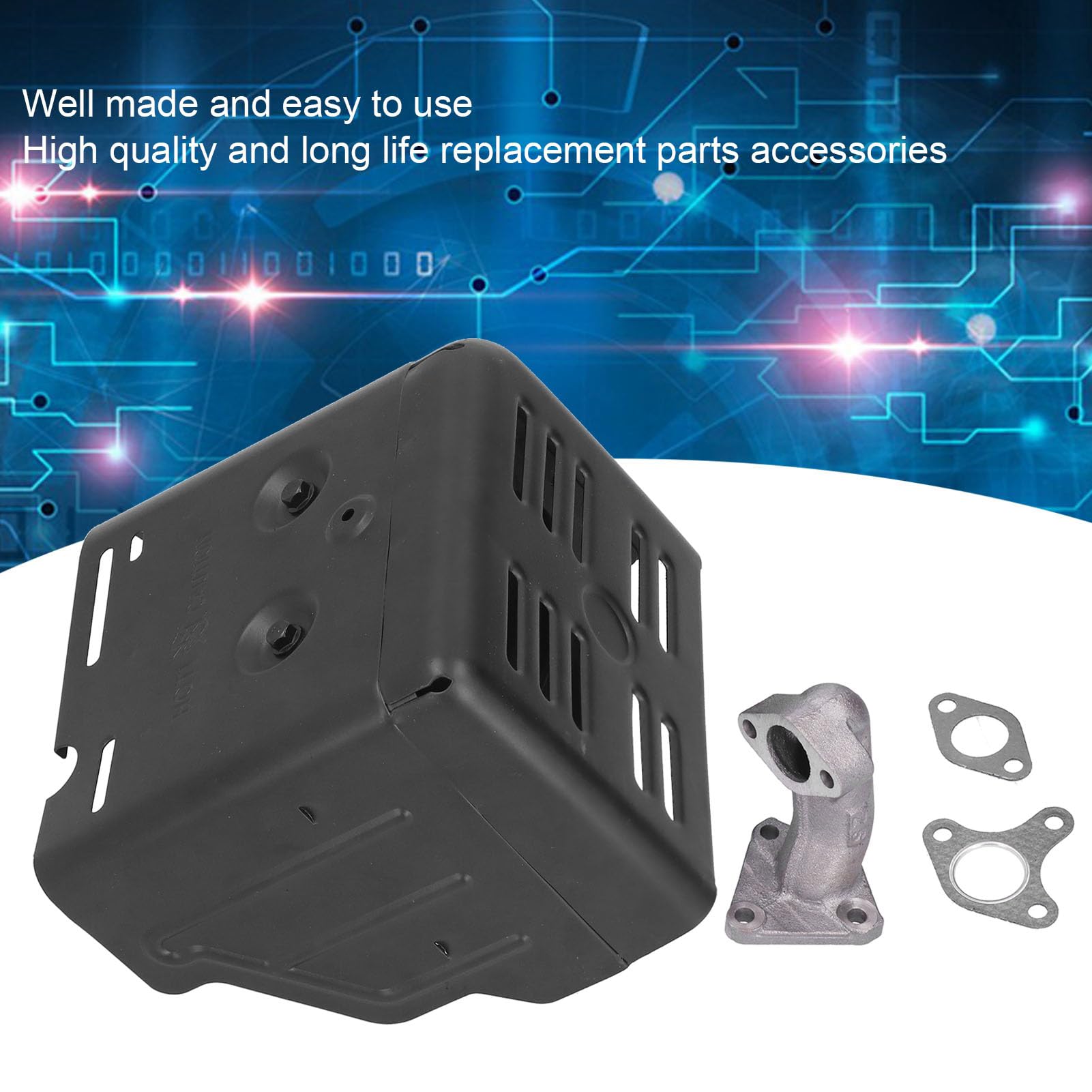 Set di silenziatori di scarico in ferro durevole per motore GX240 GX270, con guarnizione, tubo di aspirazione per ridurre il rumore