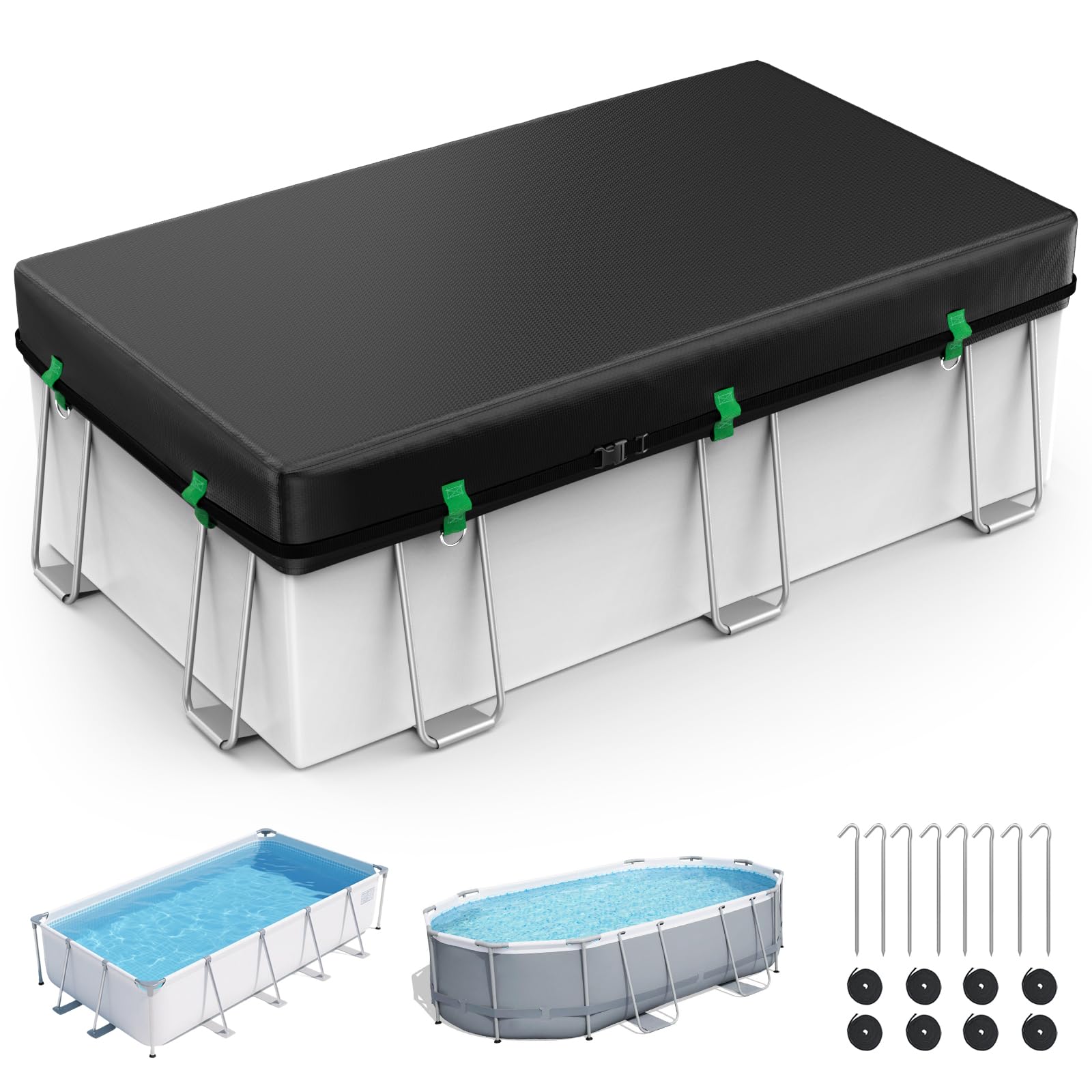 Bâche rectangulaire pour Piscine Hors-Sol, bâche Solaire pour piscines Hors-Sol avec Accessoires, bâche d'hiver idéale pour l'eau et la poussière - 2,7 x 5,5 m