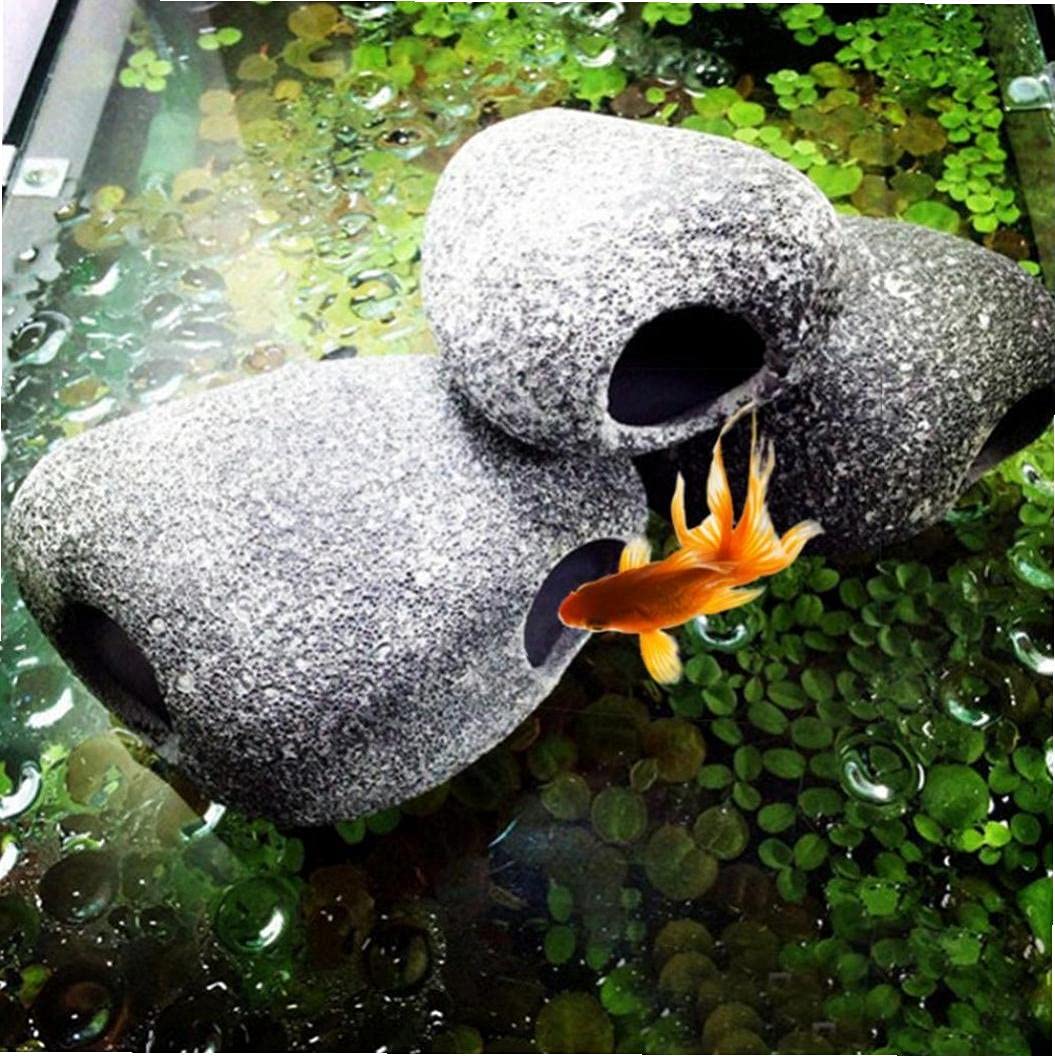 Silkwish Aquarium Höhle - Simulation Steine Deko Mit Wassergras Für Fische