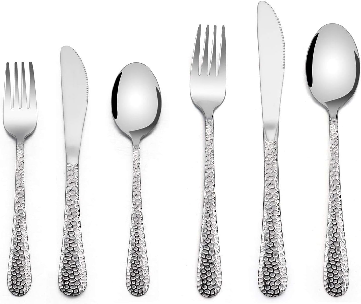 12 Piece Kids Utensils Silverware Set, E-far Stainless Steel Hammered Toddler Cutlery Child Flatware Progress Set, Small Adult Diet Tableware Include Fork Spoon Knife, Mirror Finished, Dishwasher Safe Thumbnail