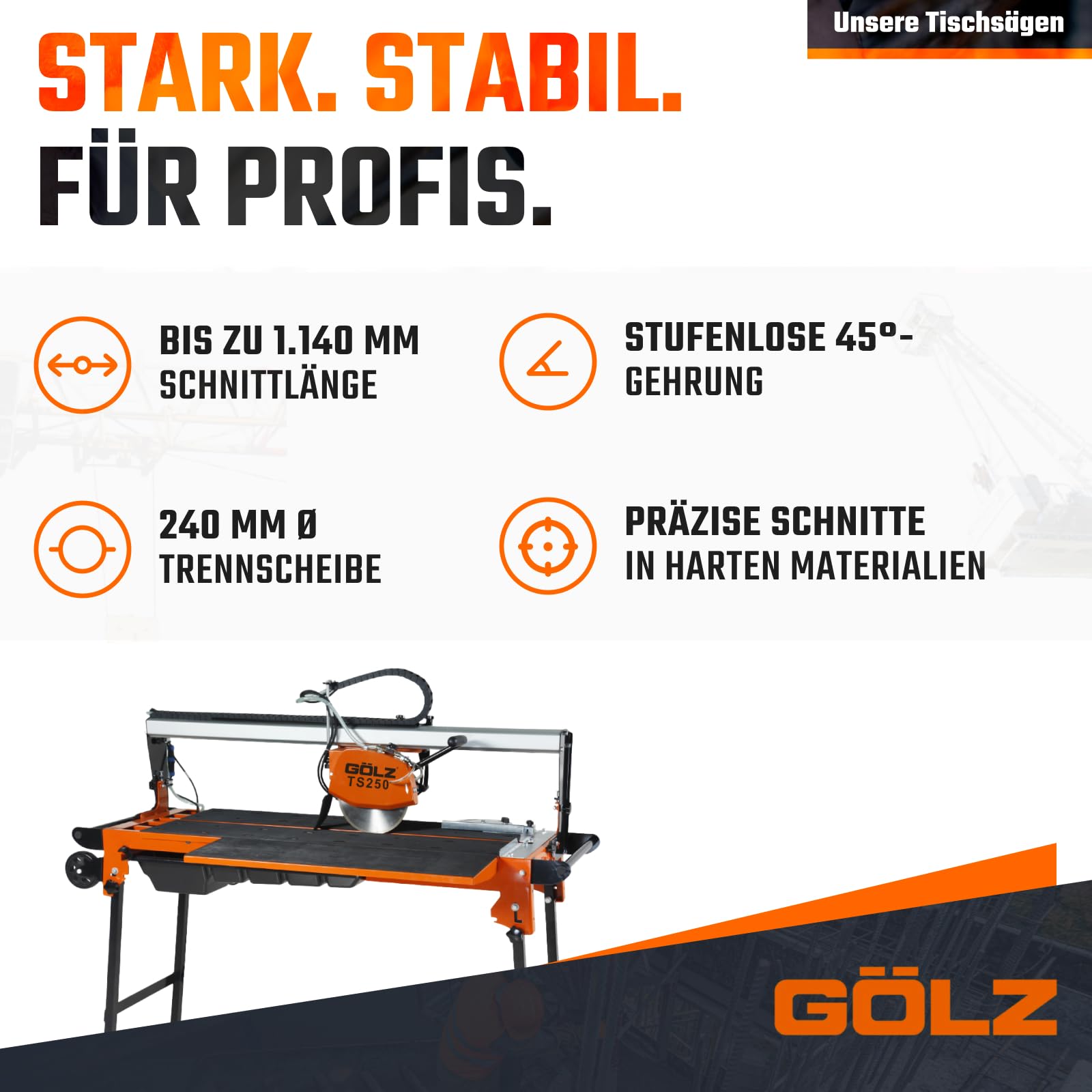 GÖLZ TS-250 - Brückenkopf - Fliesenschneidmaschine für die professionelle Anwendung! - Made in Germany