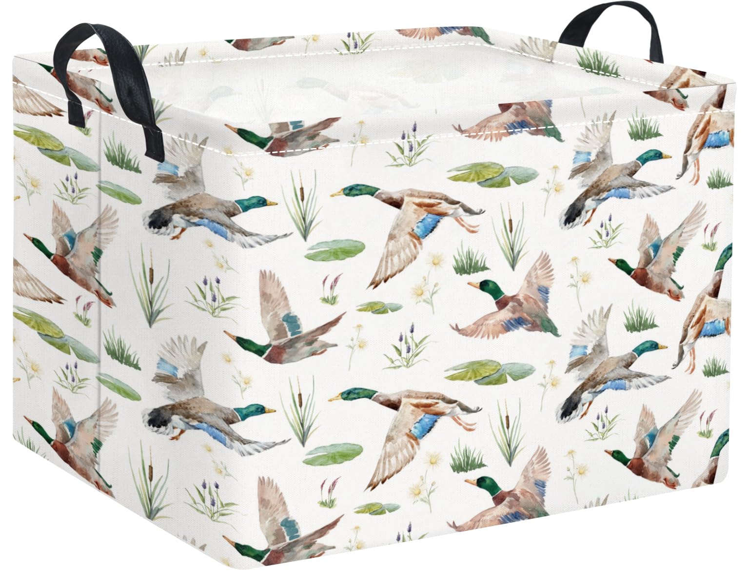 Rectangular Kids Basket Baby Girl Basket Fabric Storage Bin Organizer Box Room Decor(Duck)
