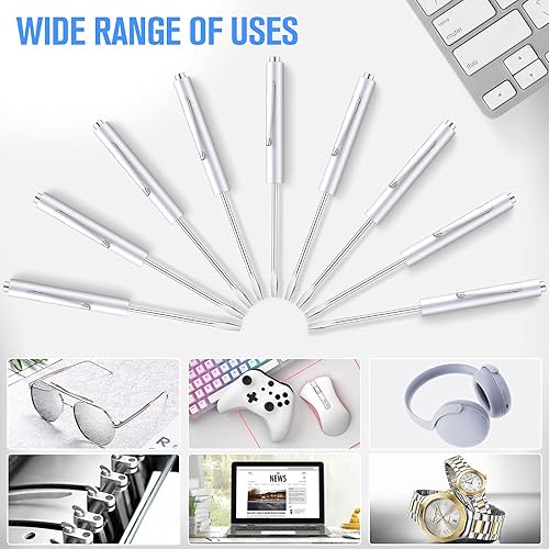 Miniatura 5 de 10 piezas de destornillador de bolsillo, mini tapas y clips de bolsillo, destornillador de bolsillo magnético ranurado con una sola cabeza de hoja