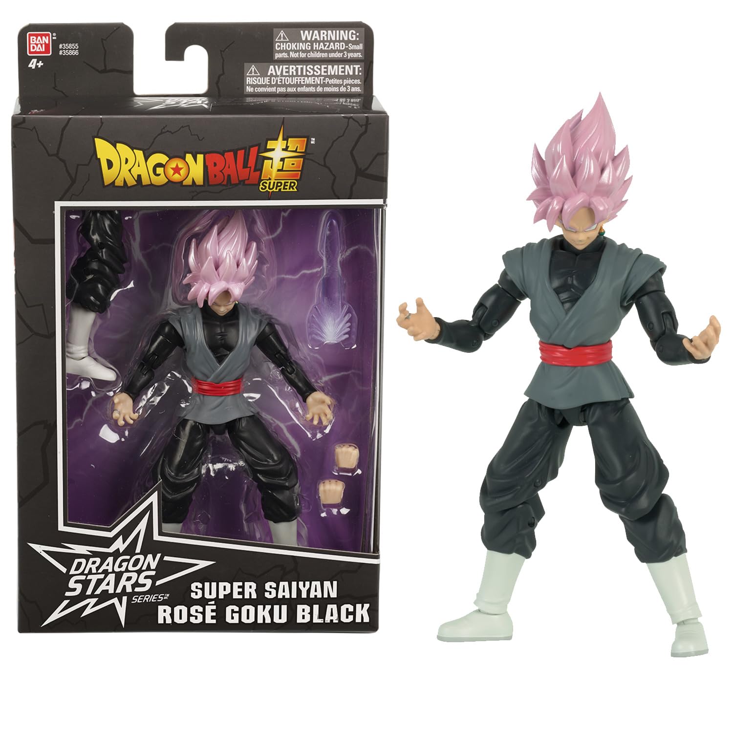 BANDAI - Dragon Ball Super - Figurine Super Saiyan Rosé Goku Black Dragon Star 17 cm - Figurine articulée Goku Black et Accessoires - Licence Officielle Dragon Ball - Jouet Enfant 4 Ans et + - 35866