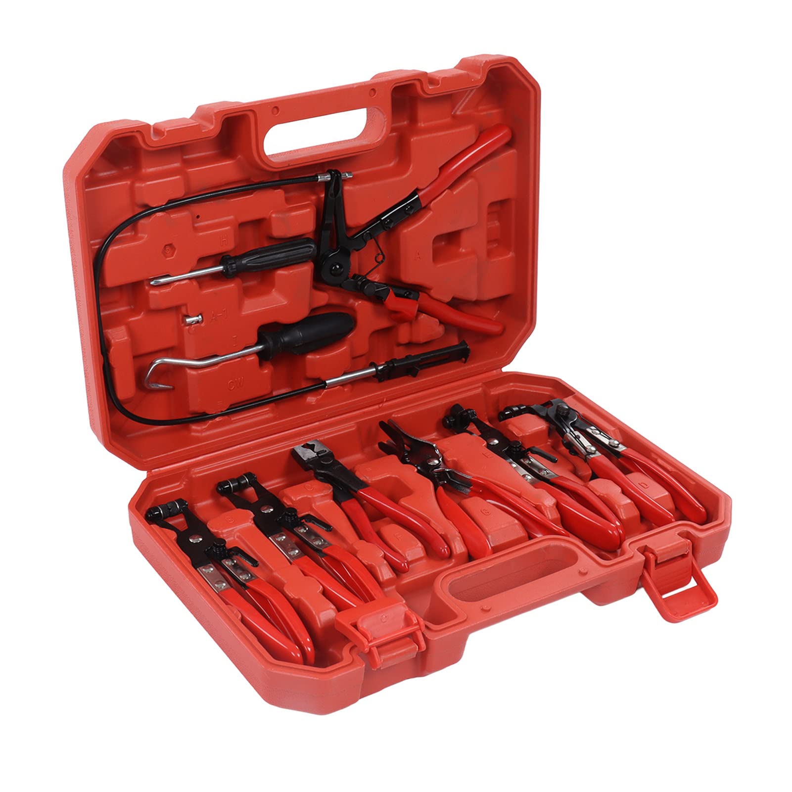 Srliya Kit de Extracción de Abrazaderas de Manguera, Juego de Alicates para Abrazaderas de Mangueras Automotrices, 9 Piezas de Acero Al Cromo y Níquel con Acabado de óxido Negro y
