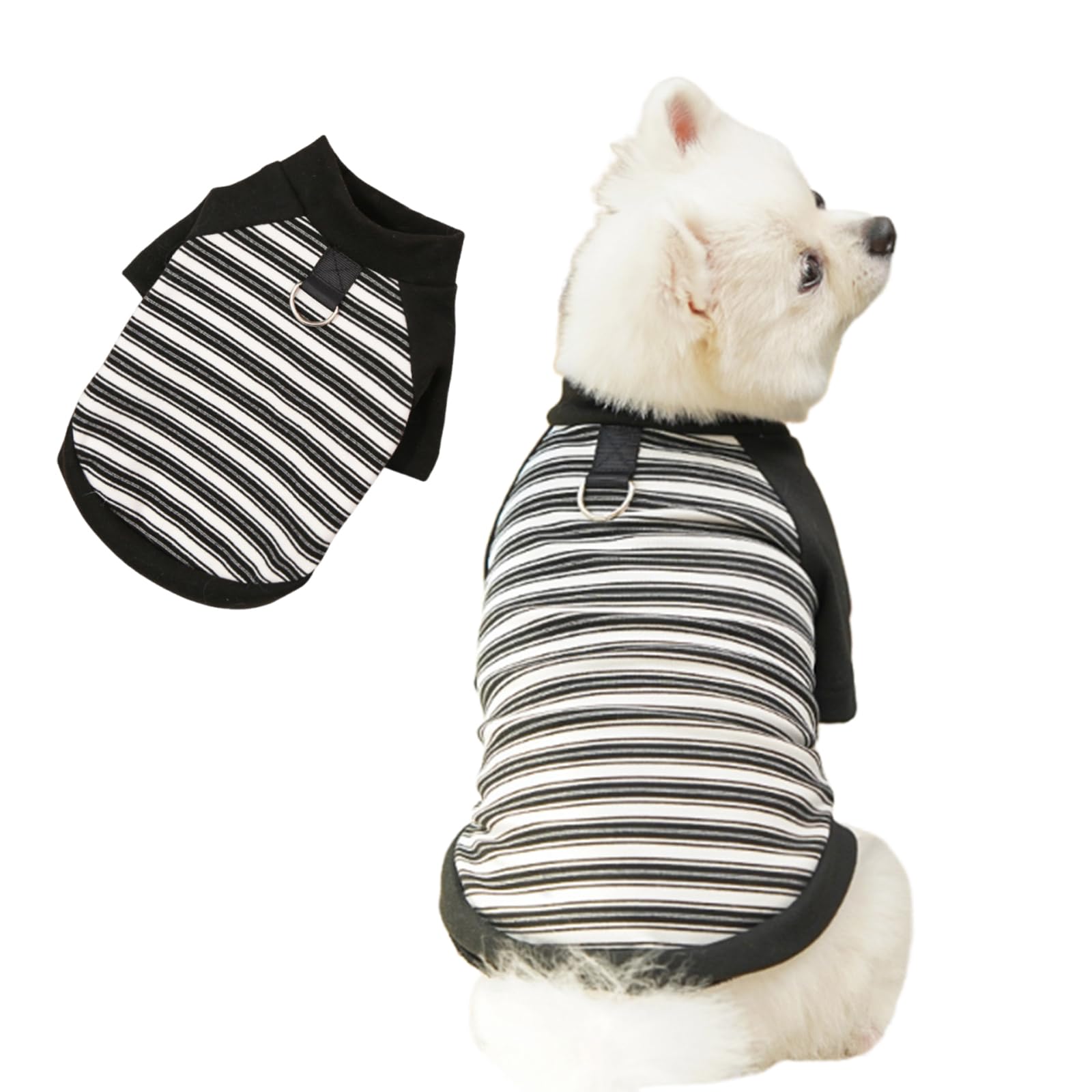 Dog Tshirt Striped Shirts for Dogs Clothes Stretchy Puppy T-Shirts with Metal Buckle for Small Medium Dog Boys Girls (XXXX-Large,Black)