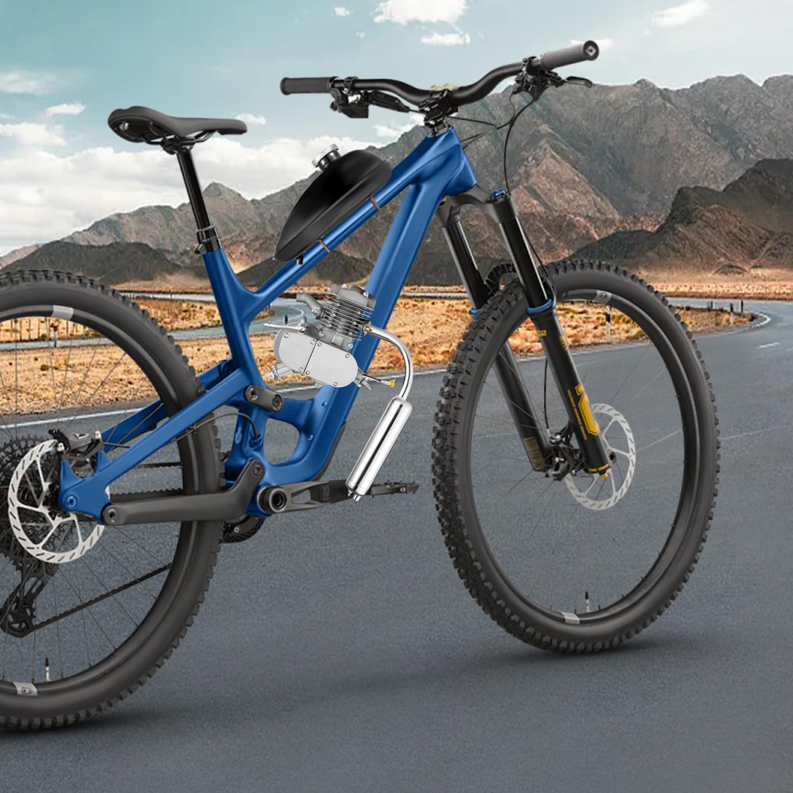 Kit di conversione motore da bicicletta a 2 tempi da 80 cc, accensione CDI, motore monocilindrico, per telaio a V da 26 a 28 pollici, accessorio per bicicletta motorizzata per bici da dirtbike