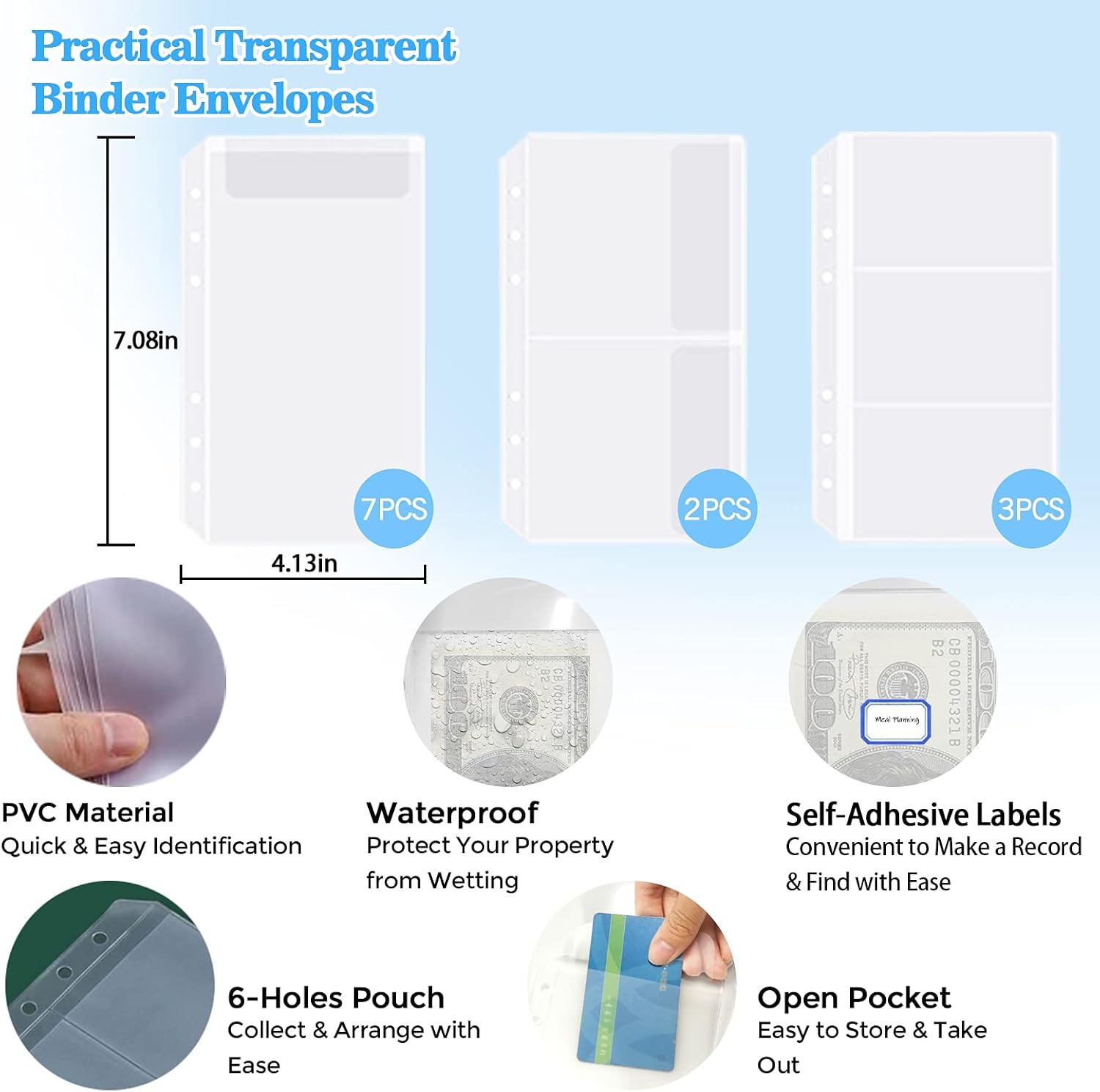 LSAMA A6 Ring Leather Binder, Budget Binder with envelopes, Money