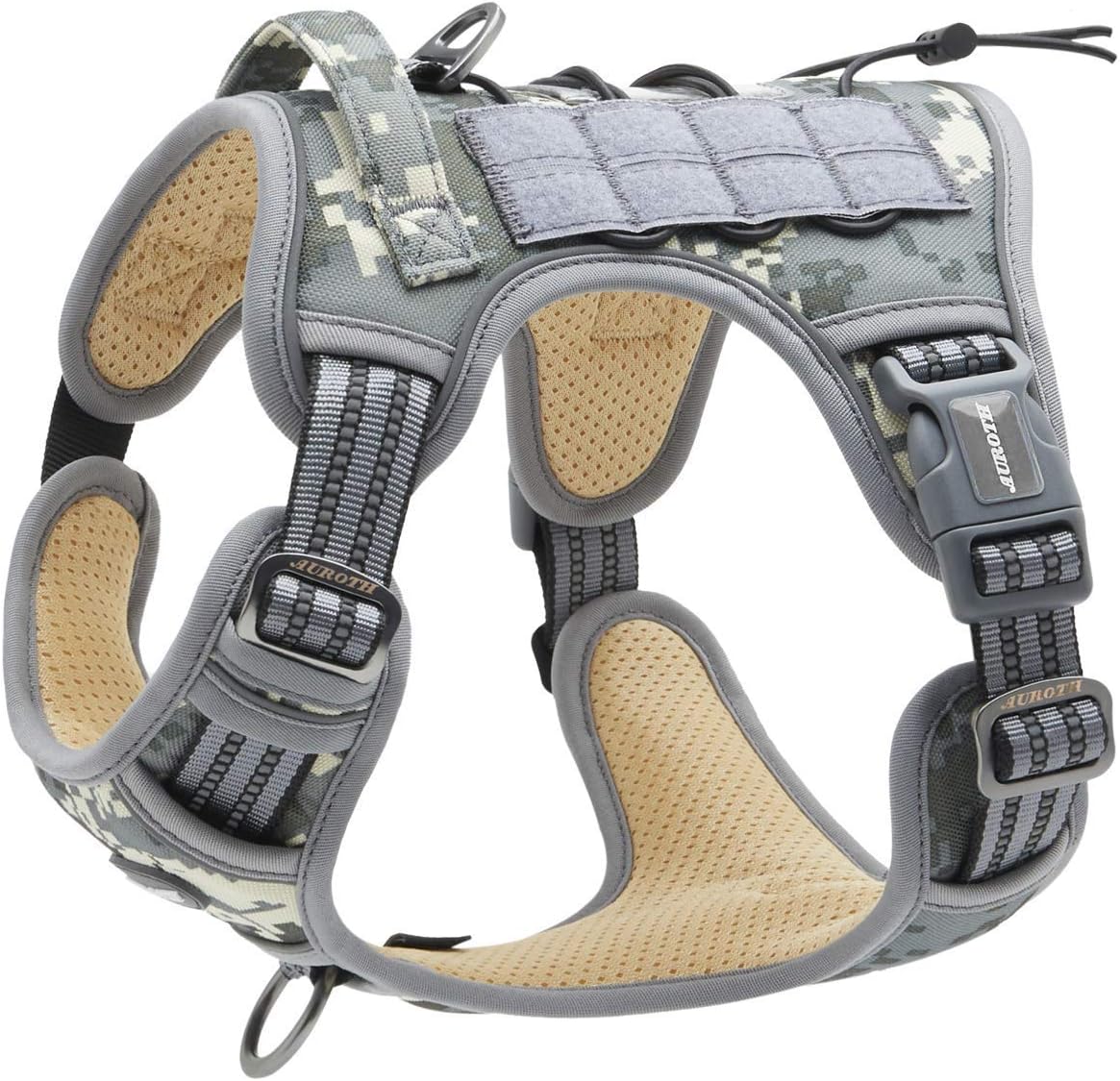 Auroth Tactical Dog Harness with Heavy Duty Dog Leash for Large Breed Dogs, No Pulling Reflective Dog Training Vest