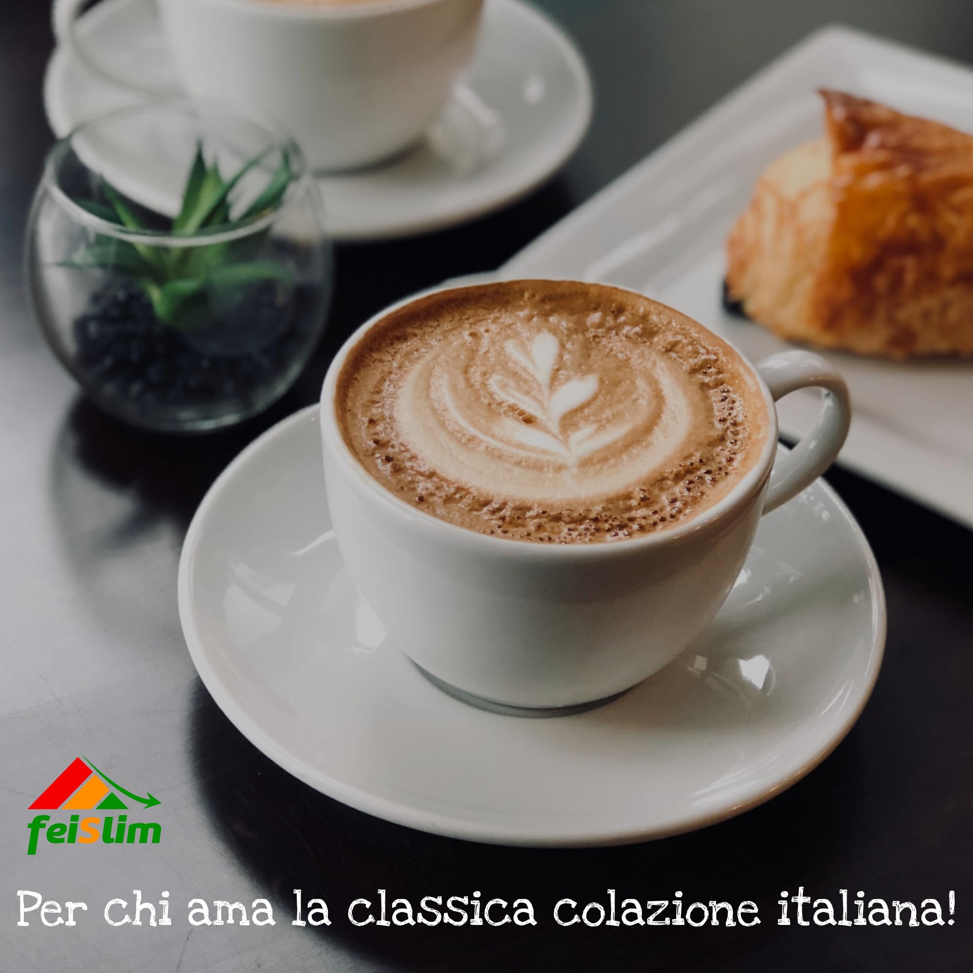 Feislim - Bevanda Cappuccino - Cappuccino Solubile per una Colazione Proteica ricca di Fibre con pochi Zuccheri e Grassi Bevanda a Basso Tenore di Calorie, confezione da 7 buste